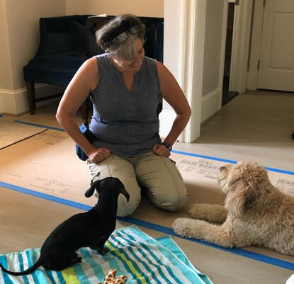 Joyce Loebig and two dogs